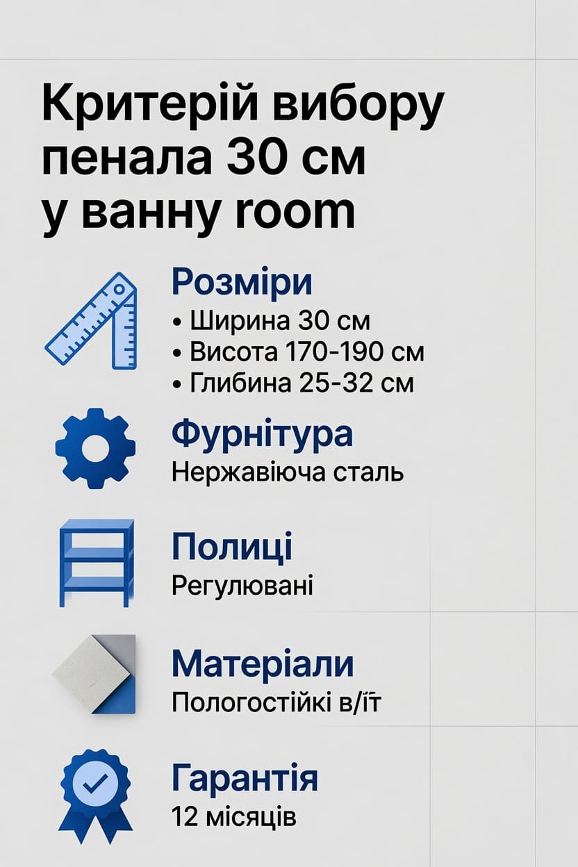 Критерії вибору пенала у ванну кімнату 30 см